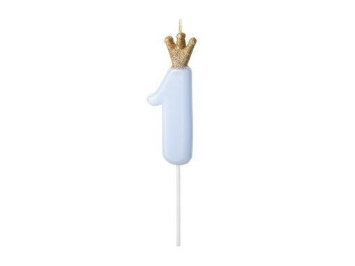 Picture of CANDLE CROWN LIGHT BLUE NUMBER 1